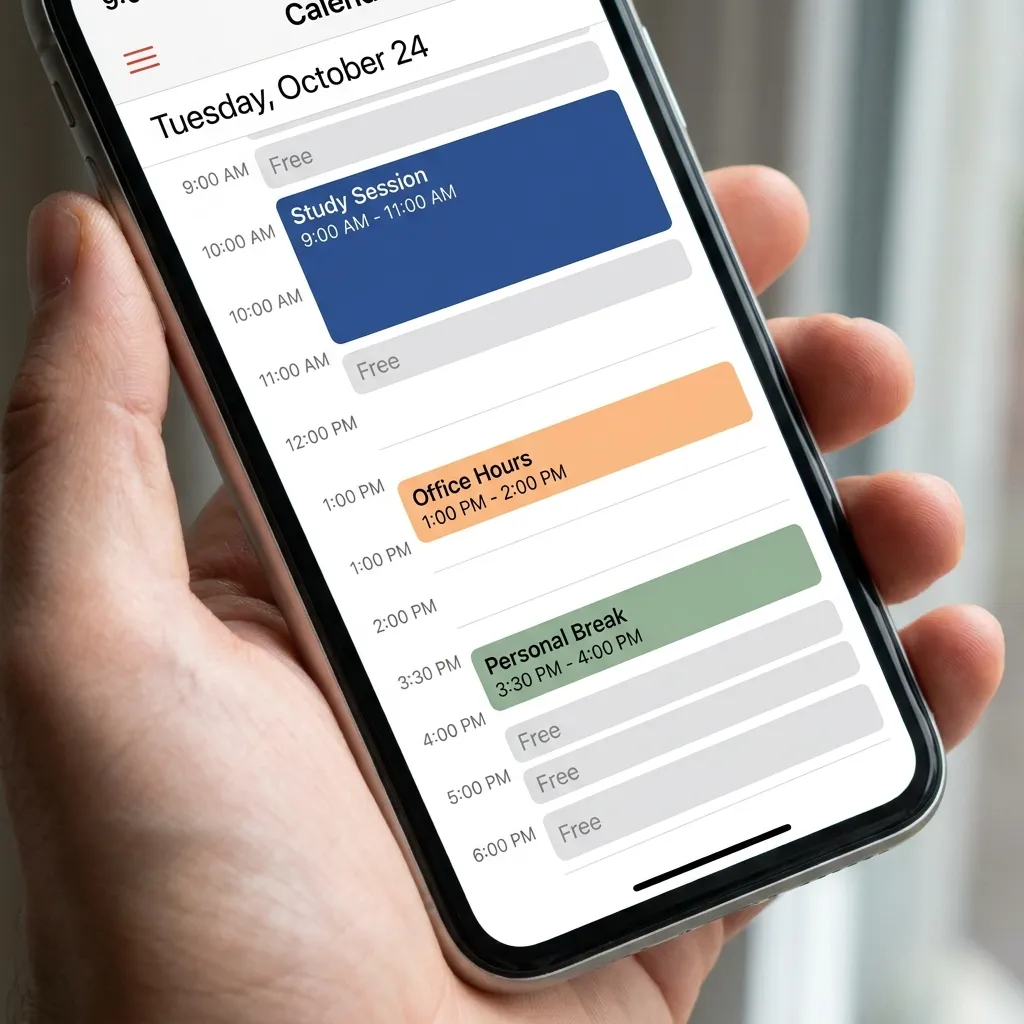Weekly time management schedule for academic success.