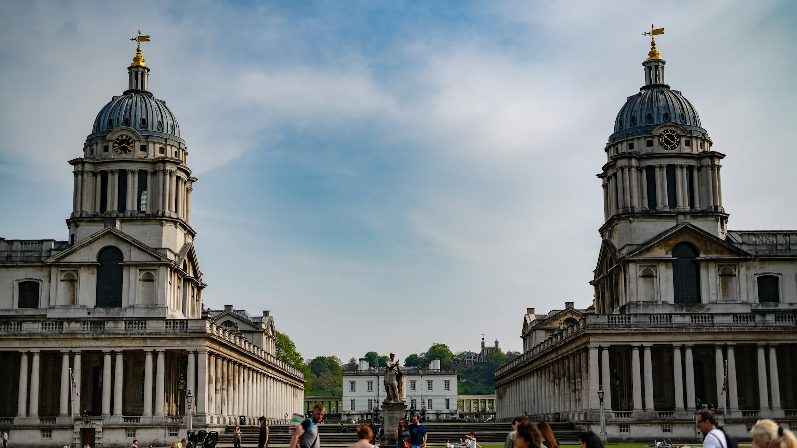 Historic university campus buildings in Greenwich, London